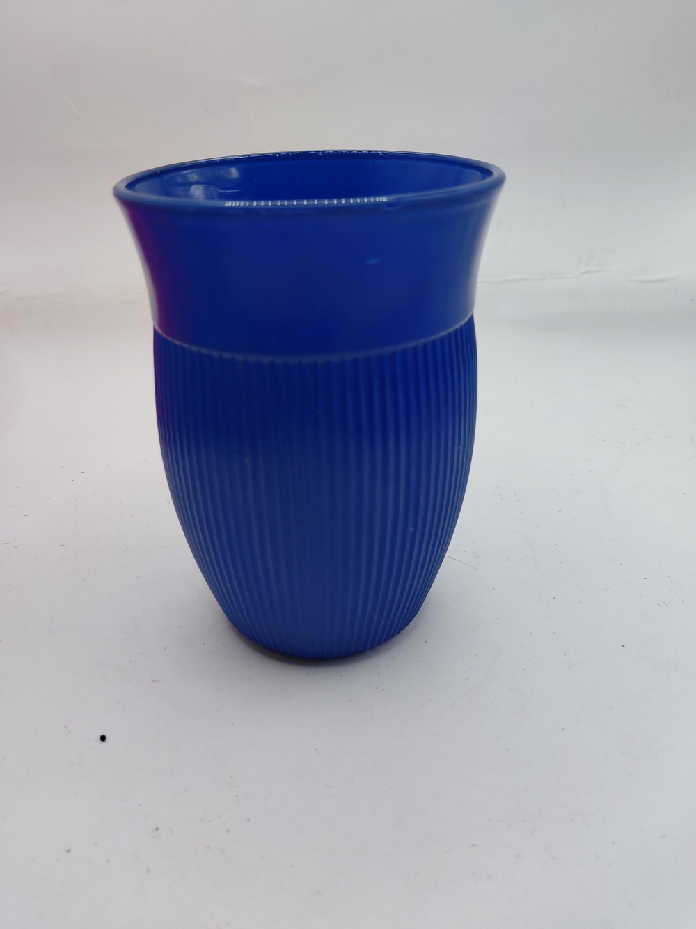 Vintage Hazel Atlas Fine Rib Flared Water Tumbler Blue MCM